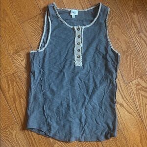 BKE Charcoal Tank Top with Button Detail